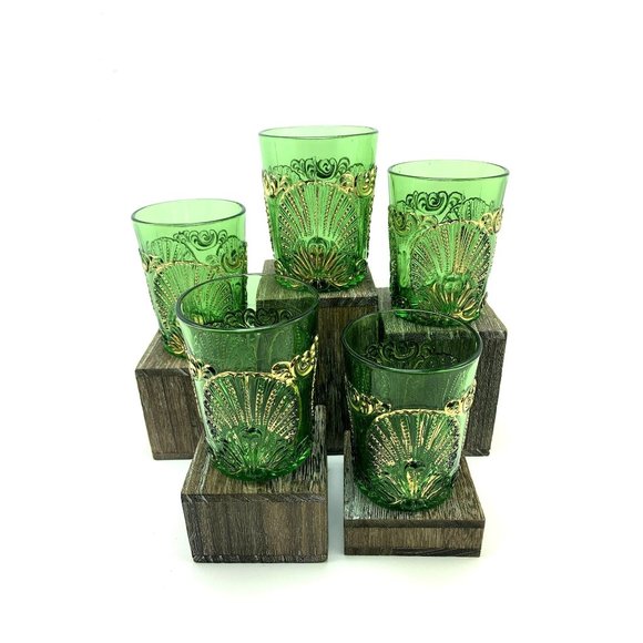 EAPG National Glass Geneva Emerald Green Rocks Glasses. - Picture 3 of 10